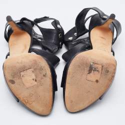 Pre Owned Dior Black Leather Ankle Strap Sandals Size 37