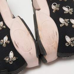Pre Owned Dior Black/Pink Crystal Embellished Mesh Fusion Sneakers Size 39.5