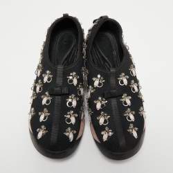 Pre Owned Dior Black/Pink Crystal Embellished Mesh Fusion Sneakers Size 39.5