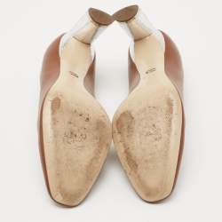 Pre Owned Dior Brown Leather Round Toe Pumps Size 36 