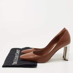 Pre Owned Dior Brown Leather Round Toe Pumps Size 36 