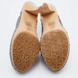 Dior Silver Cannage Leather Clog Mules Size 36.5