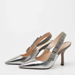 Dior Metallic Silver Leather J'adior Pumps Size 36.5