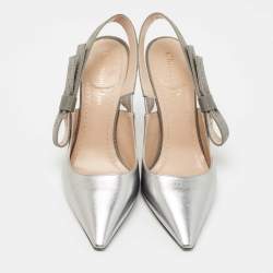 Dior Metallic Silver Leather J'adior Pumps Size 36.5
