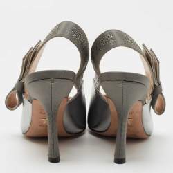 Dior Metallic Silver Leather J'adior Pumps Size 36.5