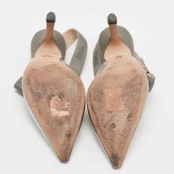 Dior Metallic Silver Leather J'adior Pumps Size 36.5