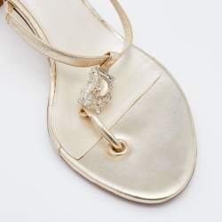 Dior Metallic Leather Logo Crystal Embellished Thong Sandals Size 37