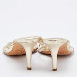 Dior Metallic Leather Logo Crystal Embellished Thong Sandals Size 37