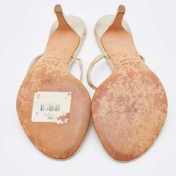 Dior Metallic Leather Logo Crystal Embellished Thong Sandals Size 37