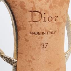 Dior Metallic Leather Logo Crystal Embellished Thong Sandals Size 37