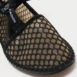 Dior Black Mesh J'adior Ankle Tie Ballet Flats Size 37