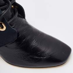 Dior Navy Blue/Black Canvas and Leather Glorious Lace Up Ankle Length Boots Size 40