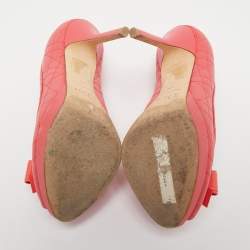 Pre Owned Dior Pink Leather Peep Toe Pumps Size 36