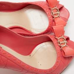 Pre Owned Dior Pink Leather Peep Toe Pumps Size 36