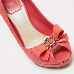 Pre Owned Dior Pink Leather Peep Toe Pumps Size 36