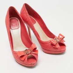 Pre Owned Dior Pink Leather Peep Toe Pumps Size 36