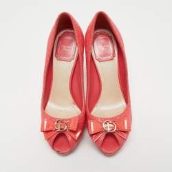 Pre Owned Dior Pink Leather Peep Toe Pumps Size 36
