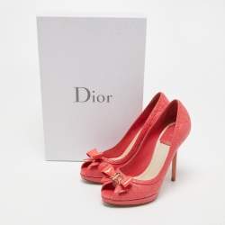 Pre Owned Dior Pink Leather Peep Toe Pumps Size 36