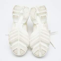 Dior White Neoprene and Leather D-Connect Sneakers Size 38.5