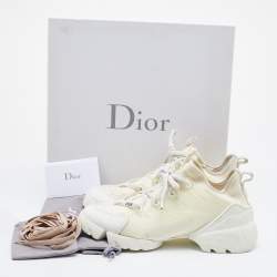 Dior White Neoprene and Leather D-Connect Sneakers Size 38.5