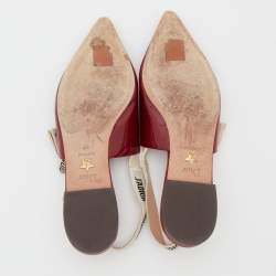 Dior Red Patent Leather J'Adior Slingback Flats Size 37