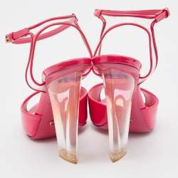 Dior Bright Pink Patent Leather and PVC Ankle Strap Sandals Size 35