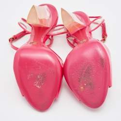 Dior Bright Pink Patent Leather and PVC Ankle Strap Sandals Size 35