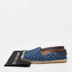 Pre Owned Valentino Blue Demin Espadrille Flats Size 40 