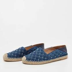 Pre Owned Valentino Blue Demin Espadrille Flats Size 40 