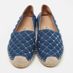 Pre Owned Valentino Blue Demin Espadrille Flats Size 40 