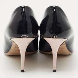 Dior Navy Blue Patent Leather Rose Peep Toe Pumps Size 40.5