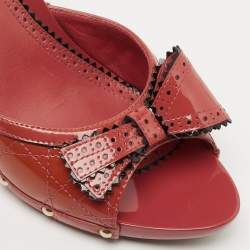 Pre Owned Dior Pink Patent Leather Bow Studded Open Toe Slide Sandals Size 41
