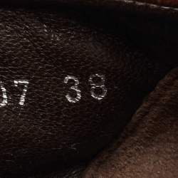 Pre Owned Dior Brown Cannage Leather Bow Ballet Flats Size 38