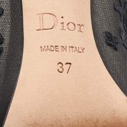 Dior Black Fabric Applique Embroidered Accent Pointed Toe Pumps Size 37