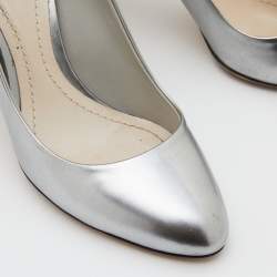 Dior Silver Leather Microcannage Block Heel Pumps Size 36