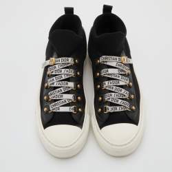 Dior Black/White Technical Knit and Leather Walk'n'Dior High Top Sneakers Size 36