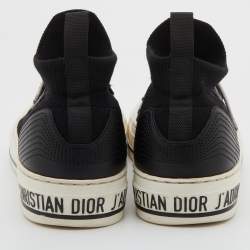 Dior Black/White Technical Knit and Leather Walk'n'Dior High Top Sneakers Size 36