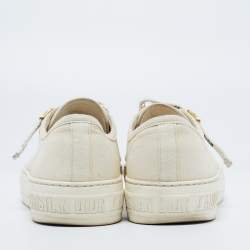 Pre Owned Dior White Canvas Walk'n'Dior Low Top Sneakers Size 36.5