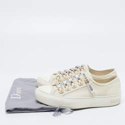 Pre Owned Dior White Canvas Walk'n'Dior Low Top Sneakers Size 36.5