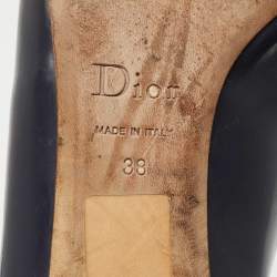 Pre Owned Dior Two Tone Patent and Leather Chain Detail Bow Ballet Flats Size 38