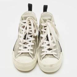 Pre Owned Dior Grey Mesh and PVC B23 High Top Sneakers Size 36