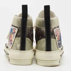 Pre Owned Dior Grey Mesh and PVC B23 High Top Sneakers Size 36