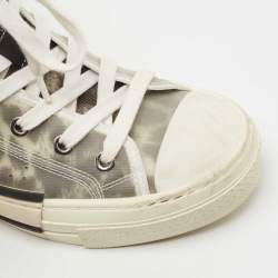 Pre Owned Dior Grey Mesh and PVC B23 High Top Sneakers Size 36