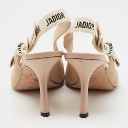 Dior Beige Fabric Jadior Peep Toe Slingback Pumps Size 40