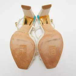Dior Cream Leather Studded Slingback Sandals Size 40.5