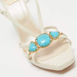 Dior Cream Leather Studded Slingback Sandals Size 40.5