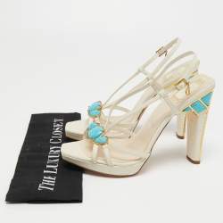 Dior Cream Leather Studded Slingback Sandals Size 40.5