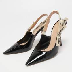 Dior Black Patent Leather J'adior Slingback Pumps Size 41