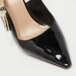 Dior Black Patent Leather J'adior Slingback Pumps Size 41