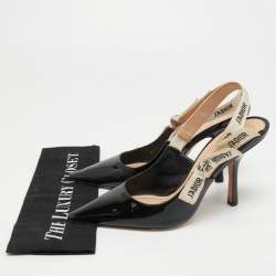 Dior Black Patent Leather J'adior Slingback Pumps Size 41